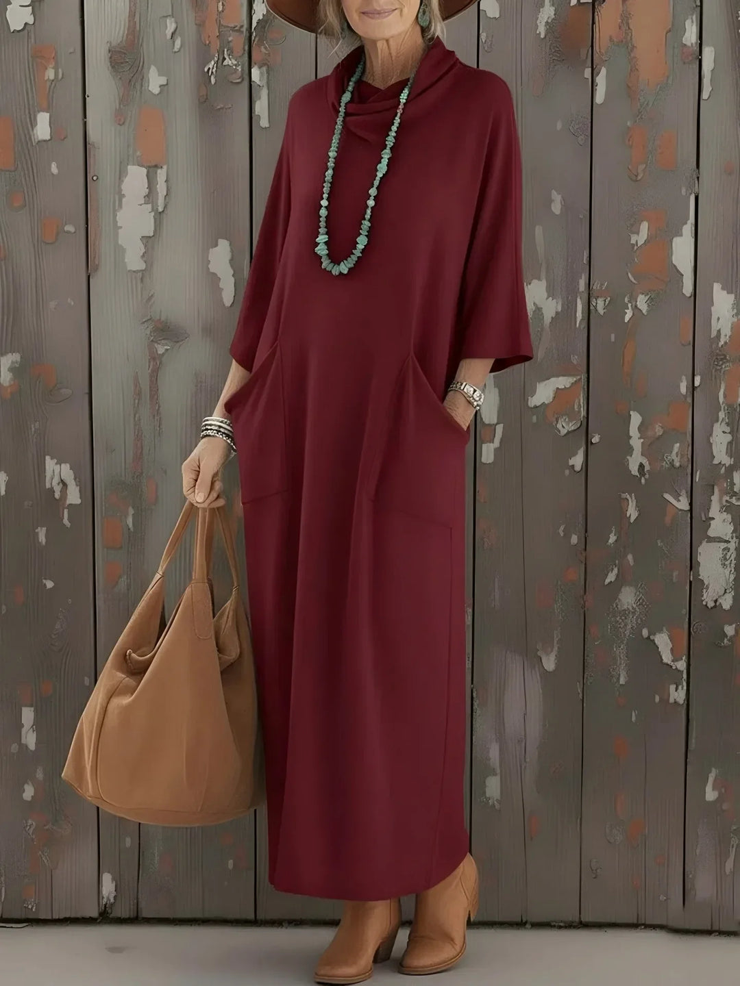 Marcelia Long Sleeve Loose Fit Casual Maxi Dress