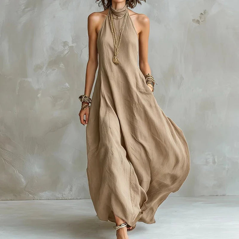 Brenna Halter Flowy Maxi Dress