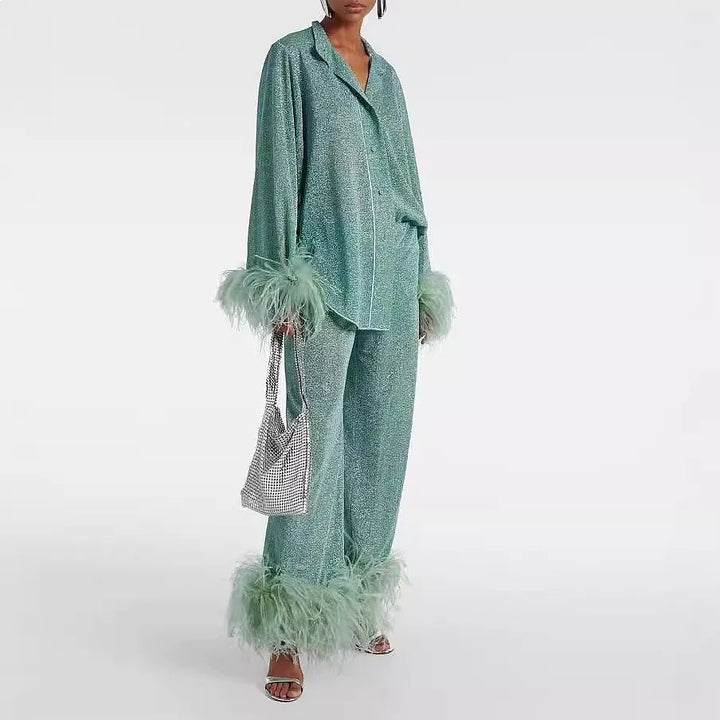 Nerissa Feather Trim Matching Set
