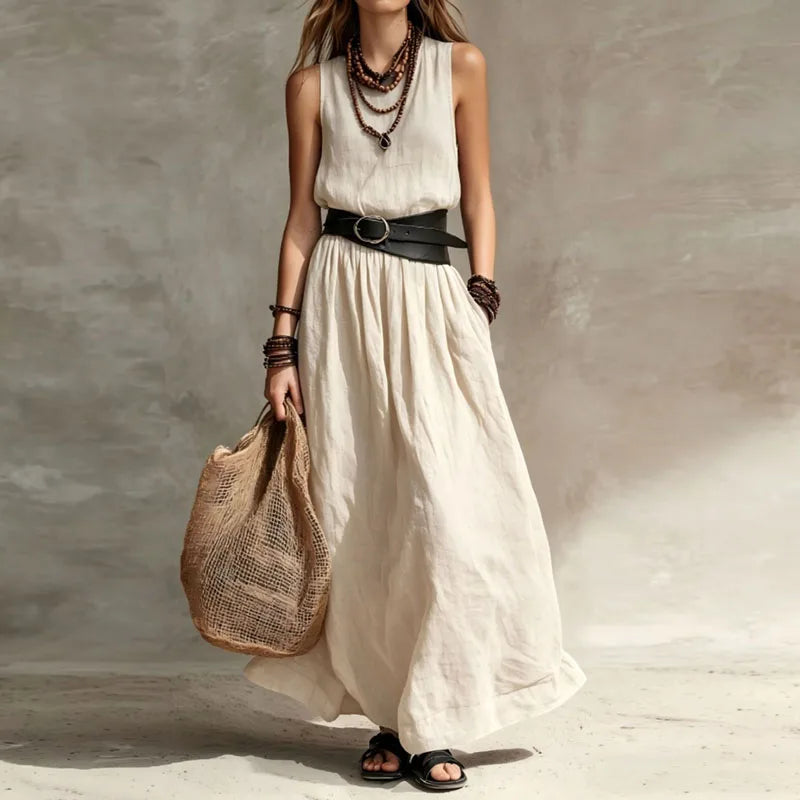 Paulina Pleated Boho Maxi Dress