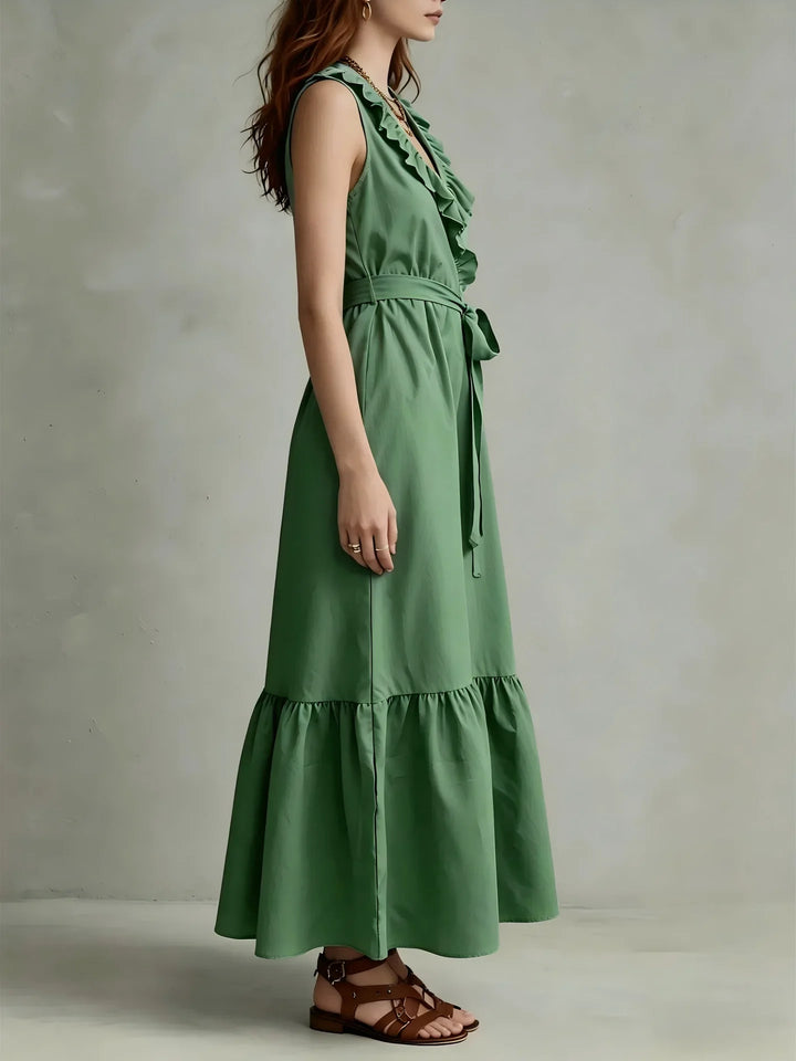 Ronara Flowy Ruffle Hem Maxi Dress