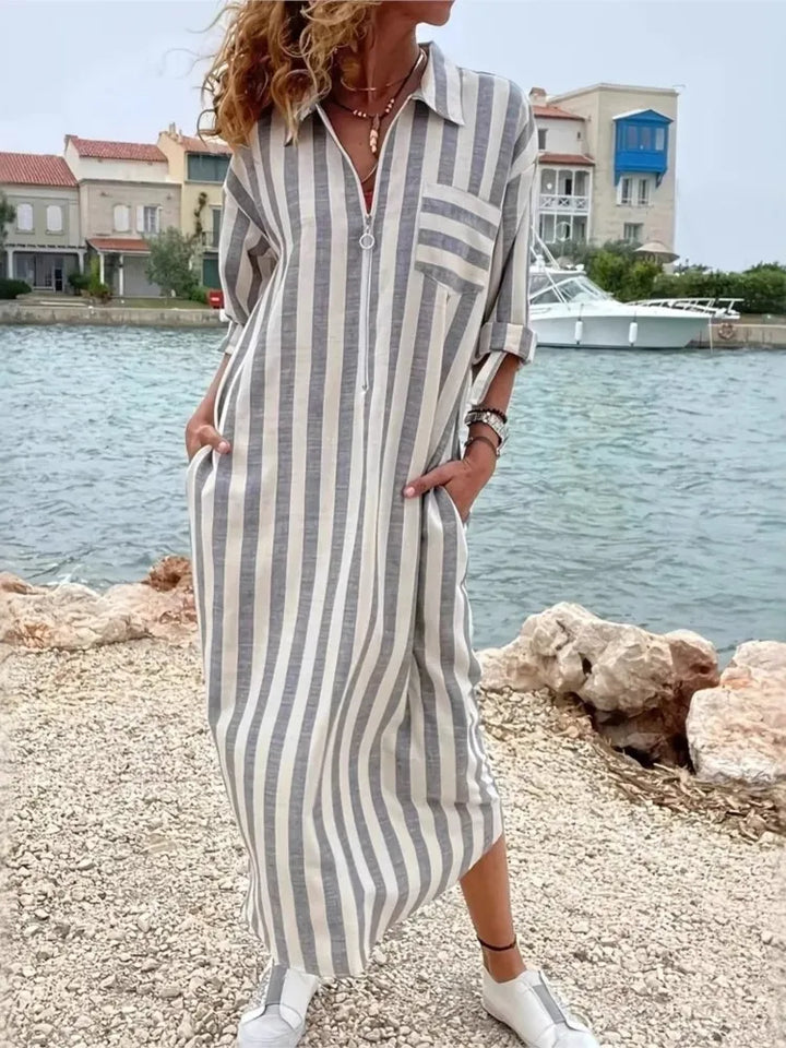 Layla Striped Maxi Shirt Dress