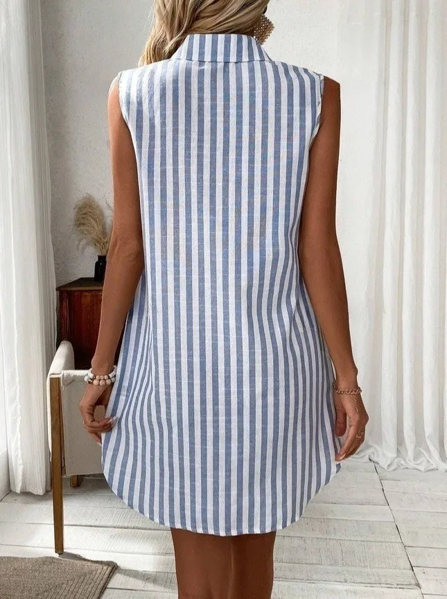 Milani Striped Sleeveless Shirt Dress