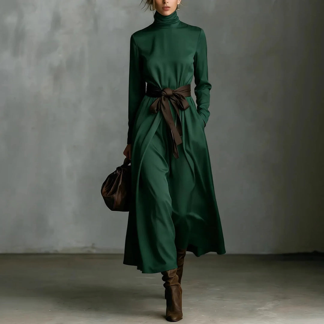 Linora Elegant Stylish Tie Waist Long Dress