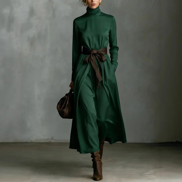 Linora Elegant Stylish Tie Waist Long Dress