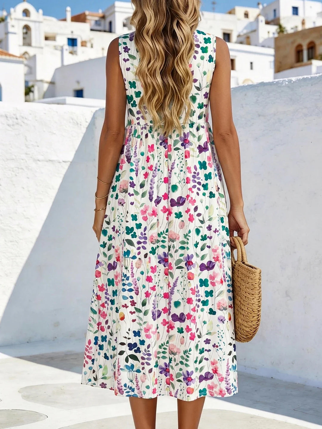 Carina Floral Sleeveless Midi Dress