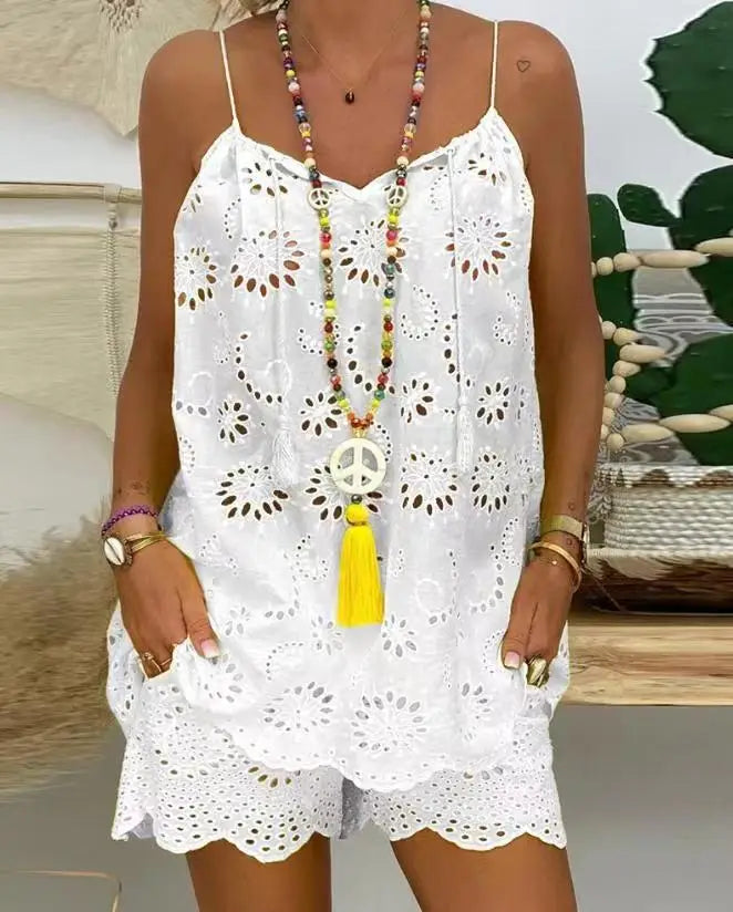 Josiane Soft Ruffled Embroidery Casual Set