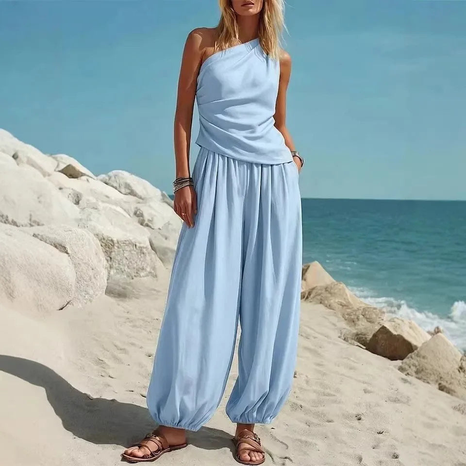 Mireya One Shoulder Trouser Set