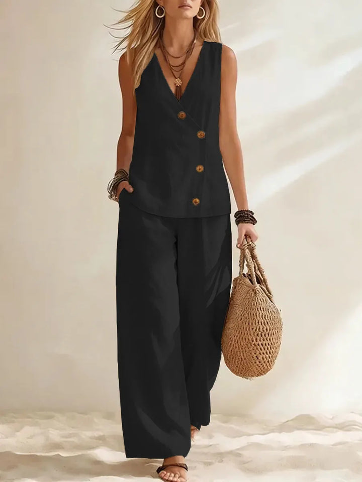 Astrid Button Vest Co-Ord Set