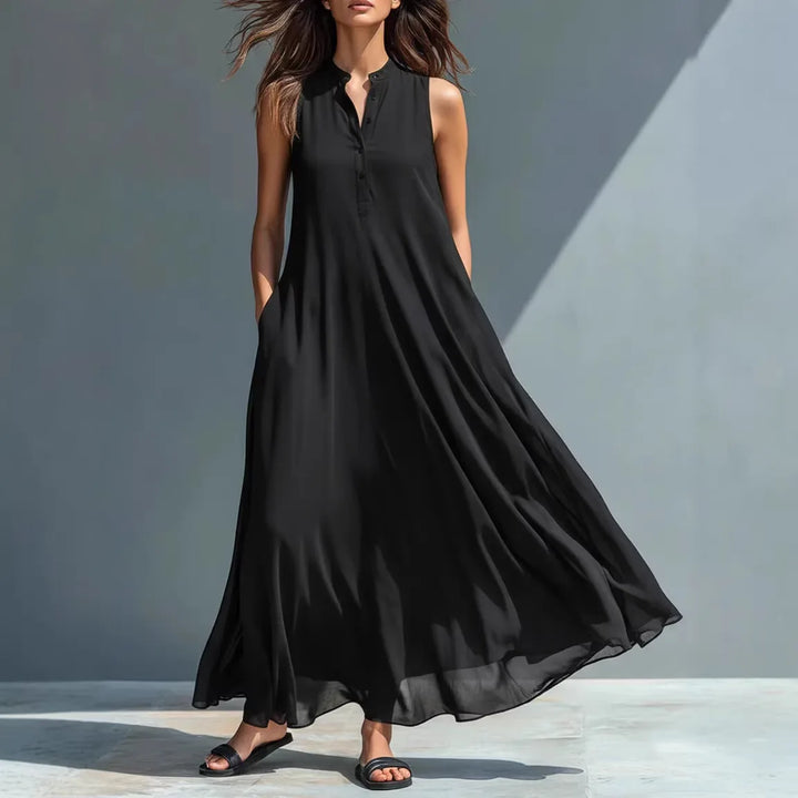 Sancia Elegant Sleeveless V Neck Midi Dress