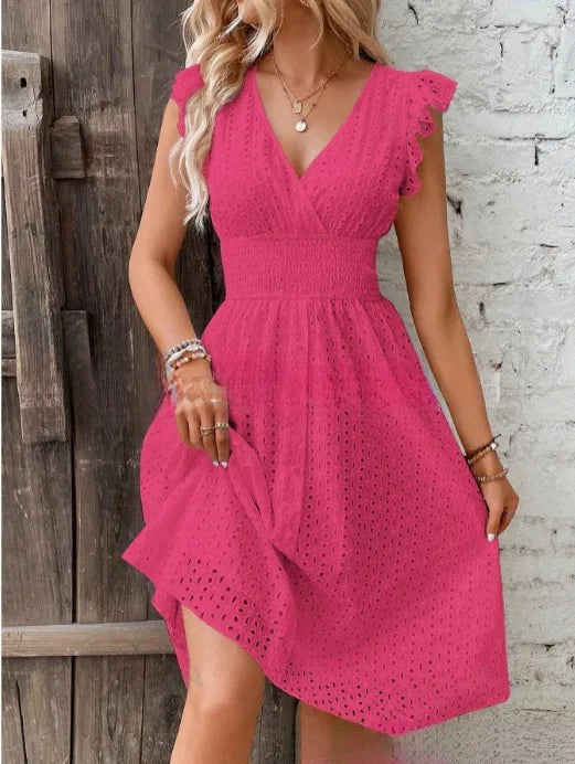 Elvire Flutter Sleeve Midi Dress