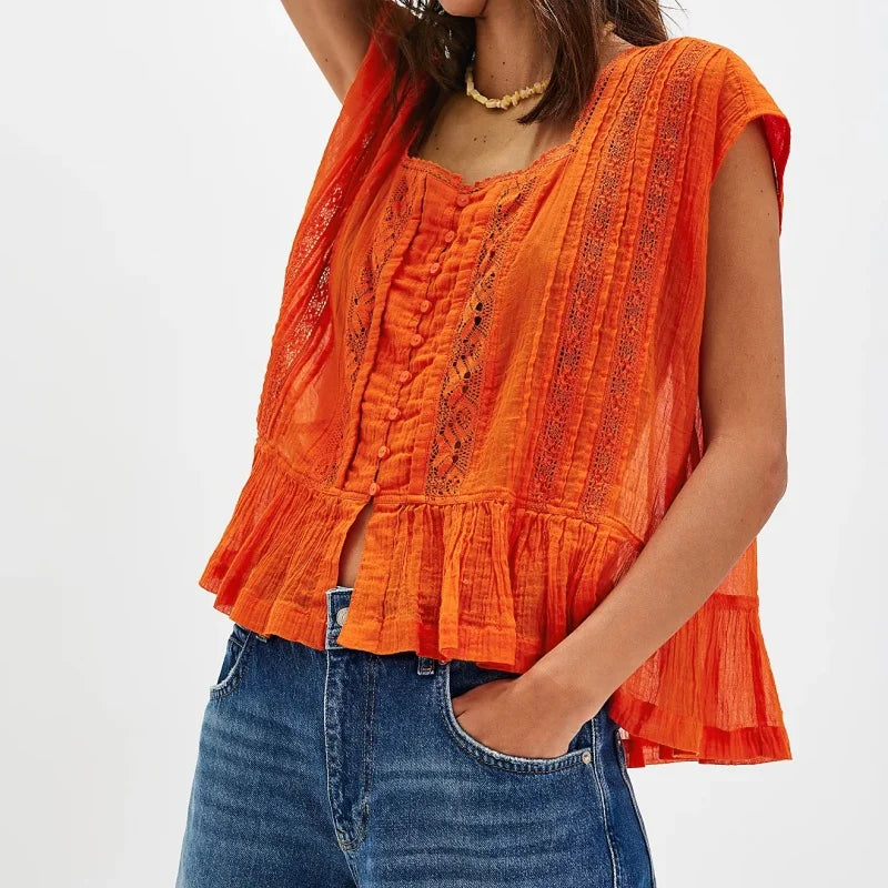 Winnie Ruffle Hem Sleeveless Blouse