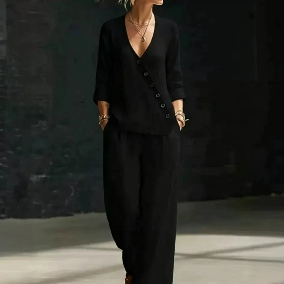 Amberline Relaxed Wide Leg Pant Set
