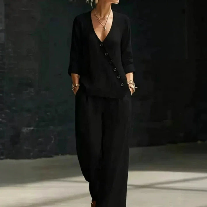 Amberline Relaxed Wide Leg Pant Set