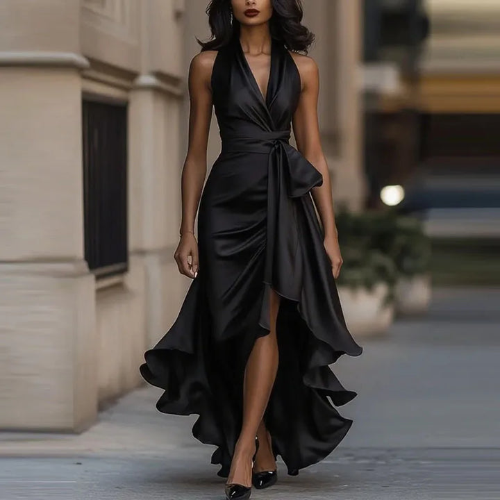 Ariella Halter Satin Maxi Dress