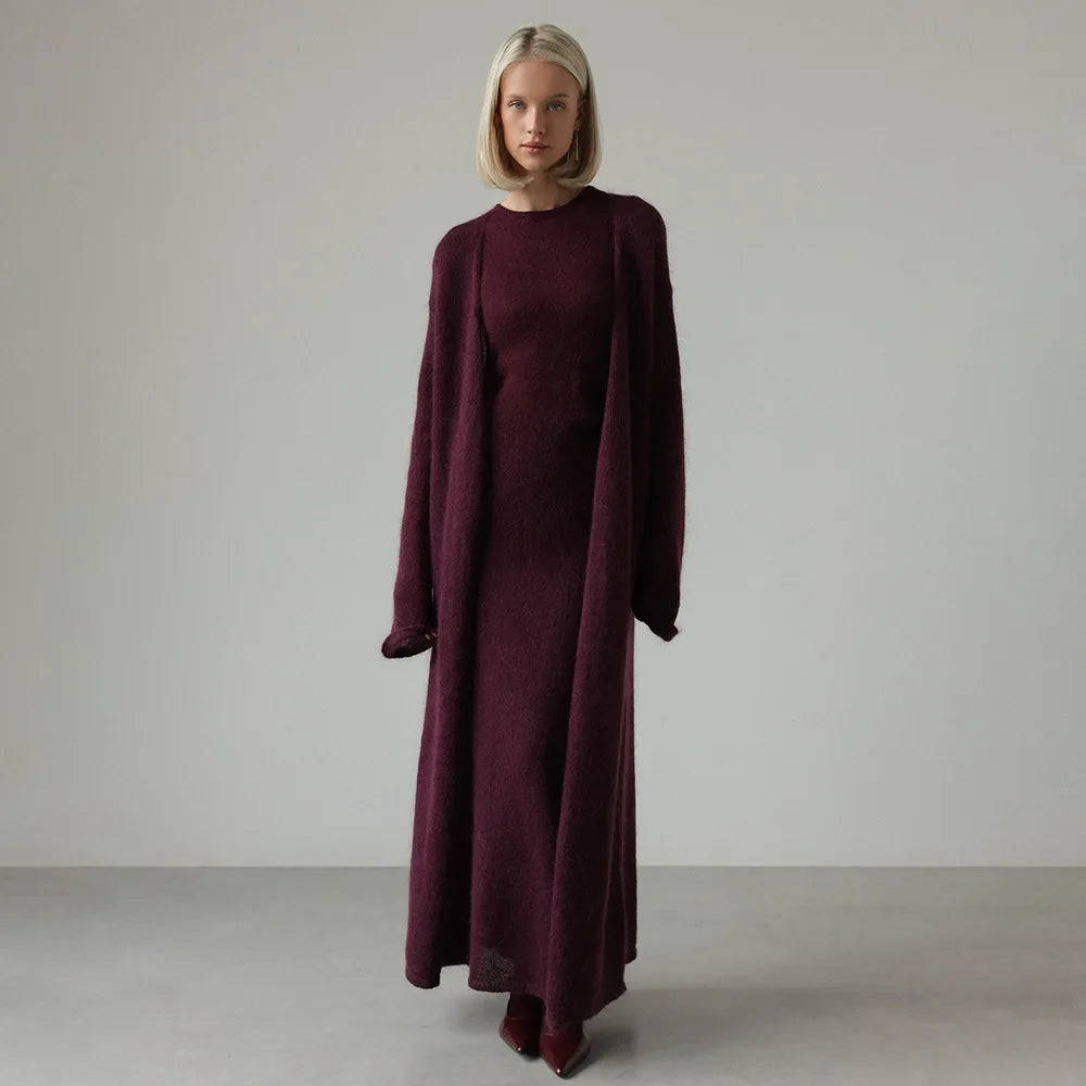 Amandine Ribbed Knit Sweater Dress Set