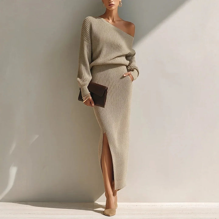 Daphne Off Shoulder Knit Set