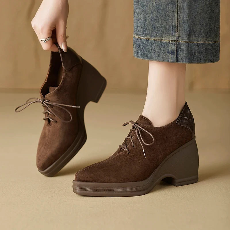 Emeline Lace Up Wedges