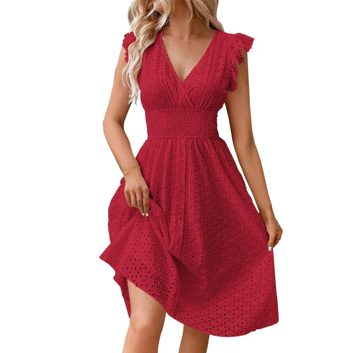 Elvire Flutter Sleeve Midi Dress