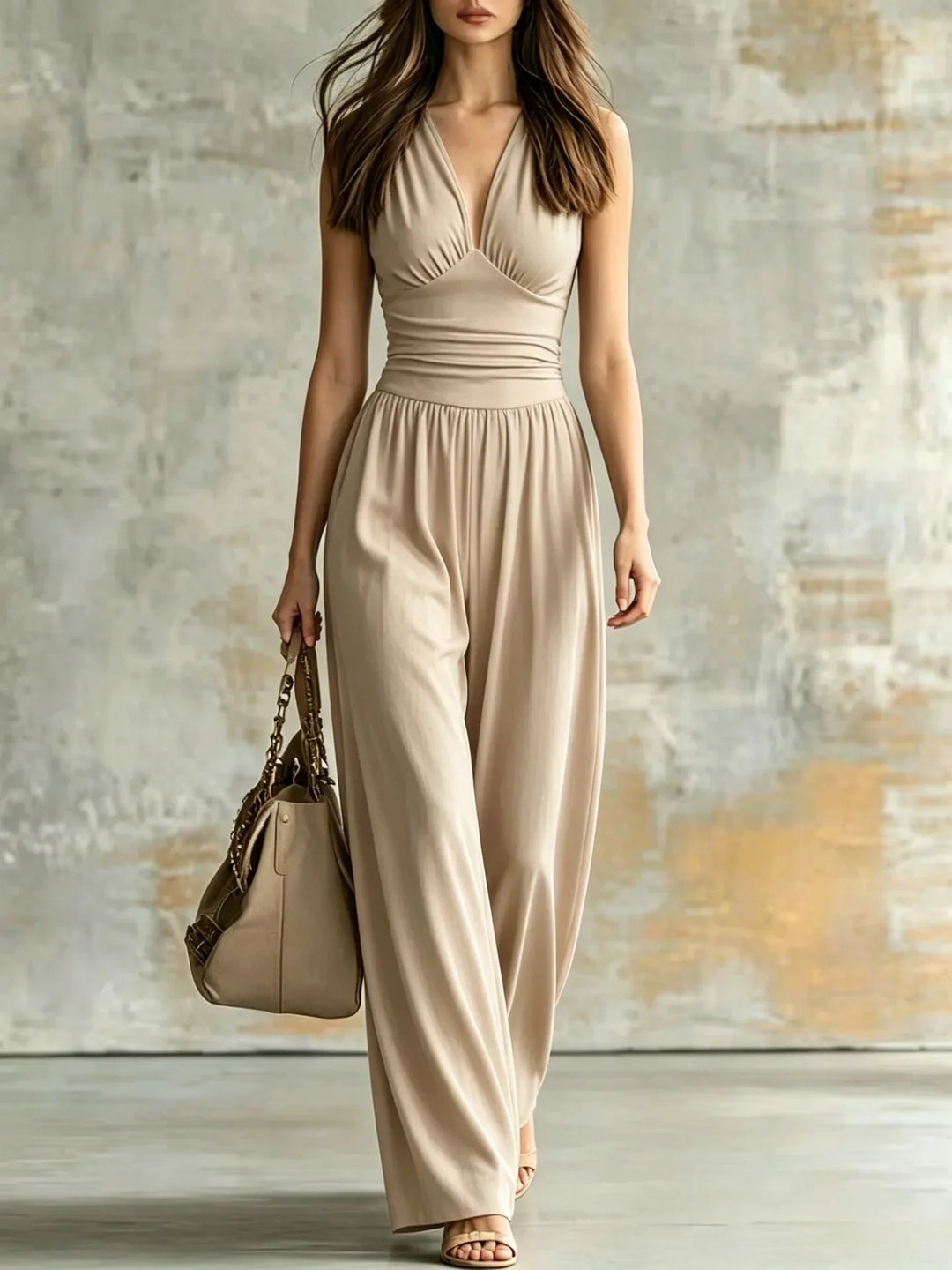Kendra Figure Flattering V Neck Jumpsuit