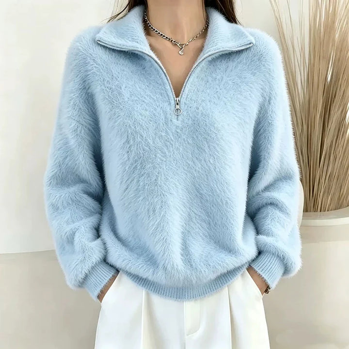 Eulalie Half Zip Fuzzy Pullover