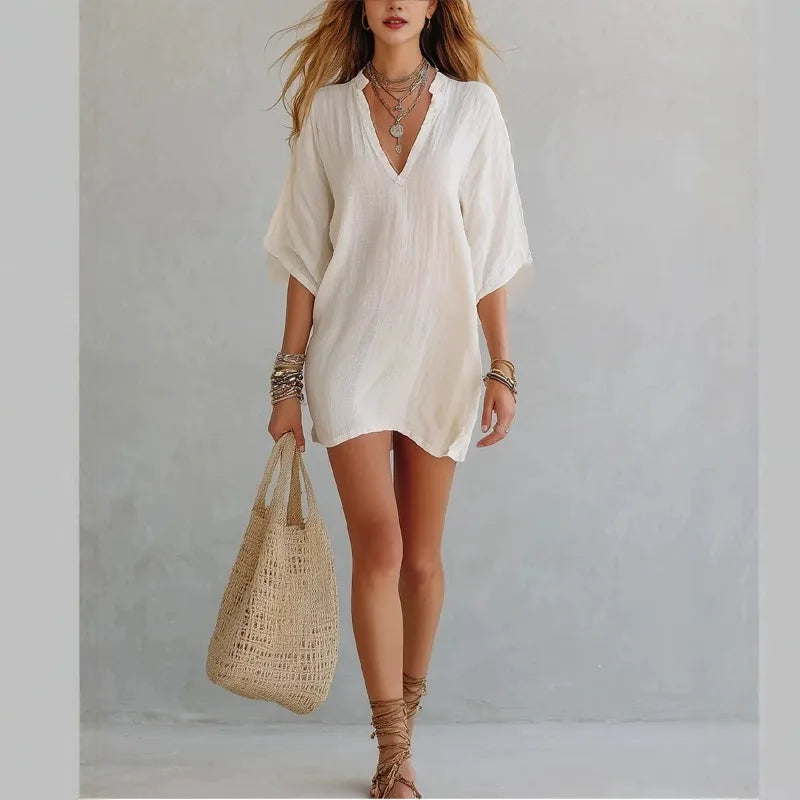 Aviana V Neck Tunic Mini Dress