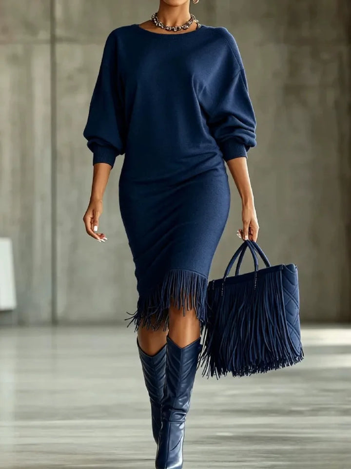 Marisol Fringe Hem Sweater Dress