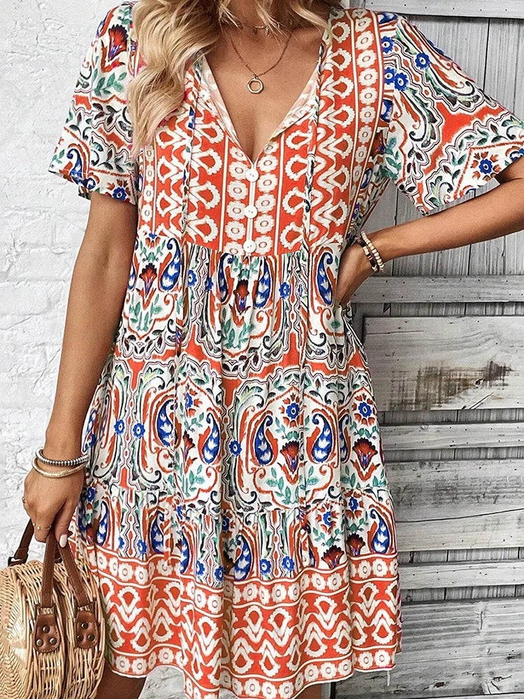 Kaylee Boho Floral Mini Dress