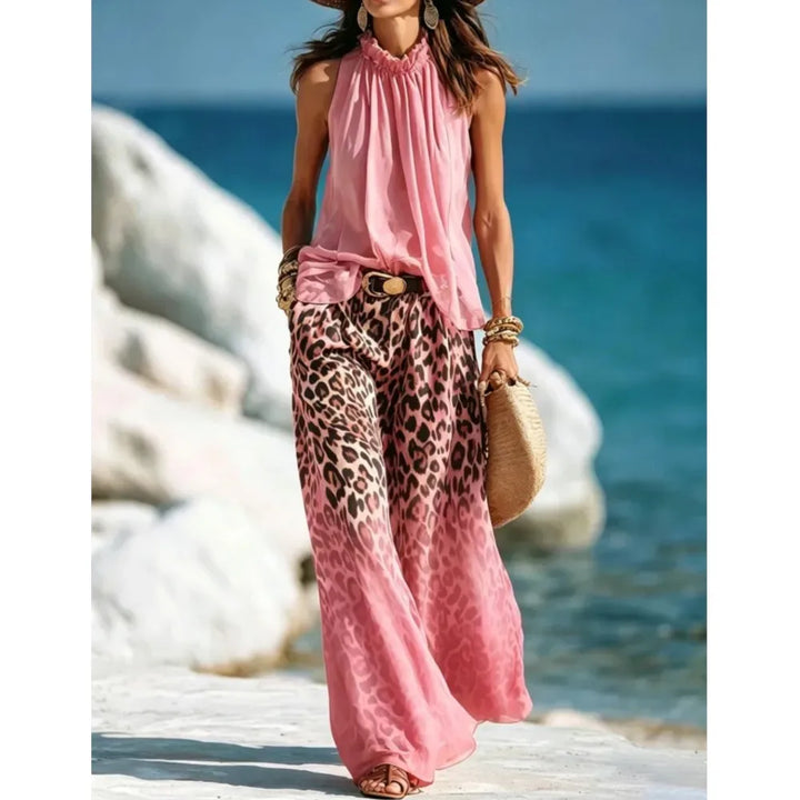 Karolina Elegant Leopard Print Palazzo Set