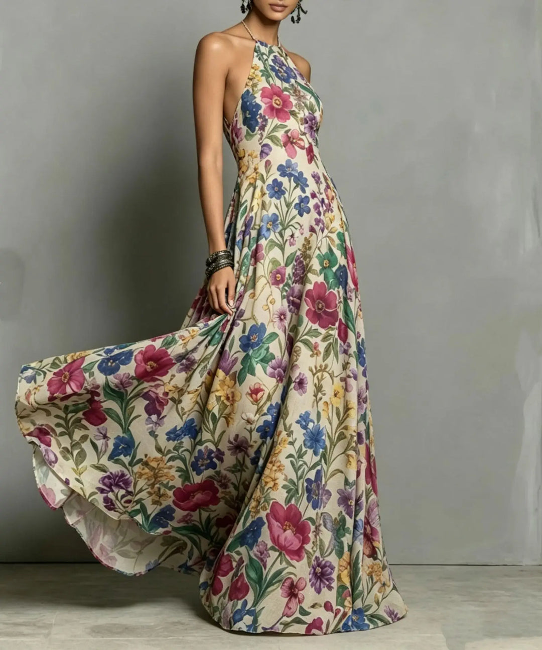 Sabella Vintage Floral Flowy Maxi Dress