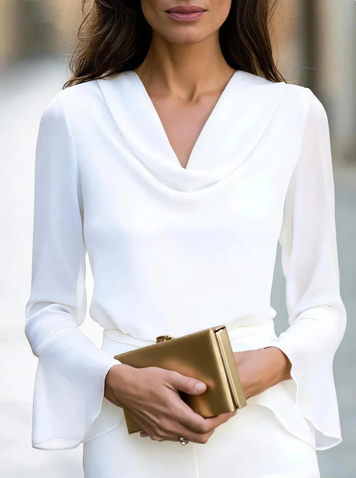 Leia Draped V Neck Blouse