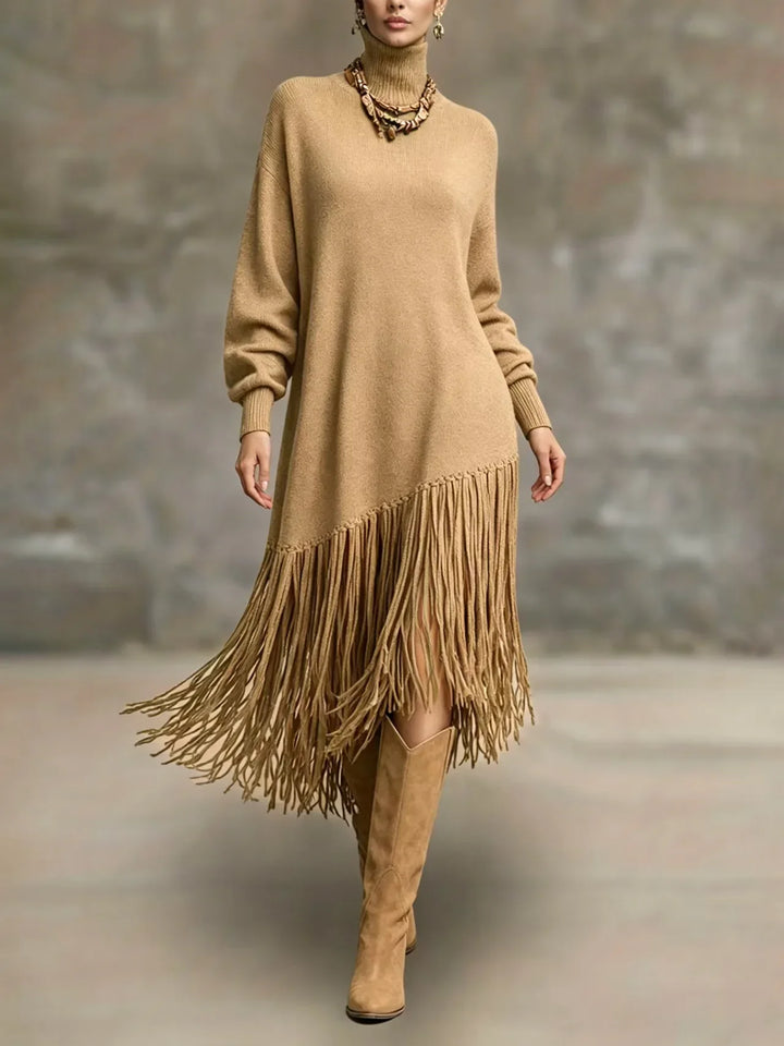 Aubree Fringe Knit Midi Dress