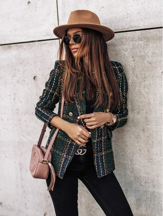 Odalise Double Breasted Plaid Blazer