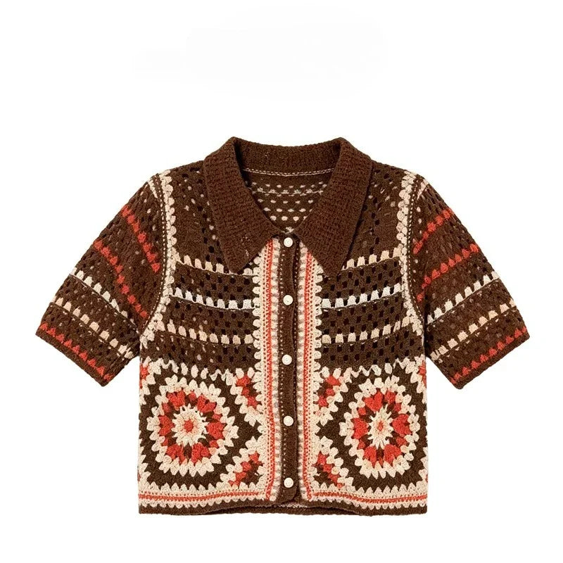 Emilia Crochet Knit Cardigan