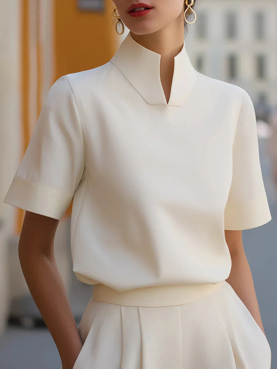 Evanie Structured Stand Collar Blouse