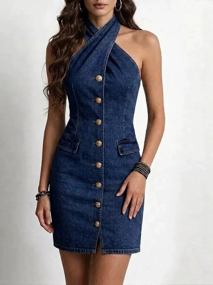 Nora Halter Button Mini Dress