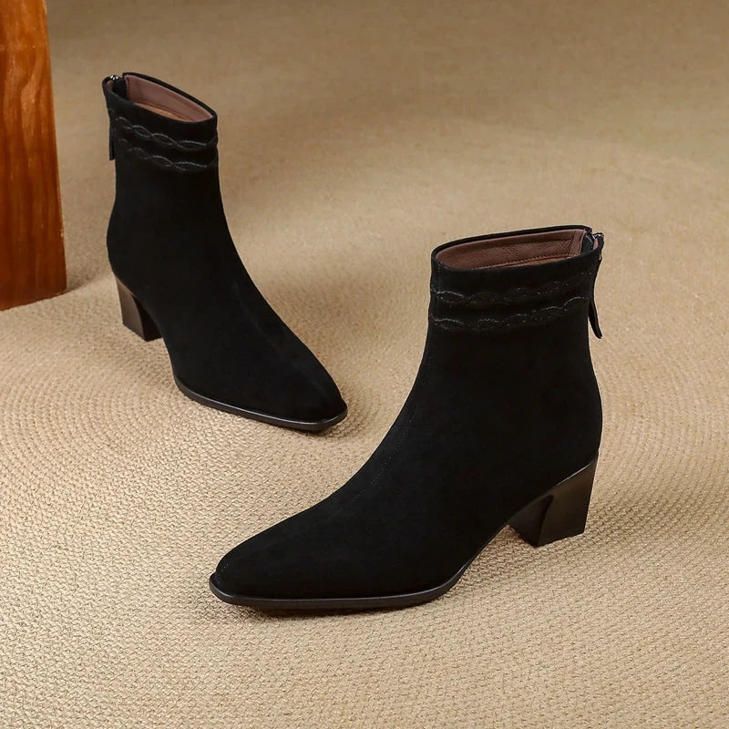 Thalia Square Toe Ankle Boots