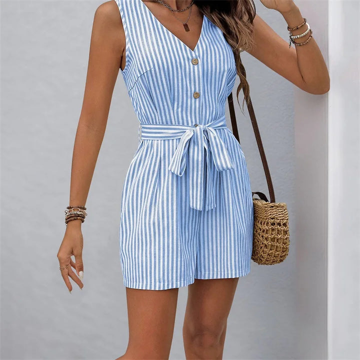 Saskia Striped Tie Waist Romper