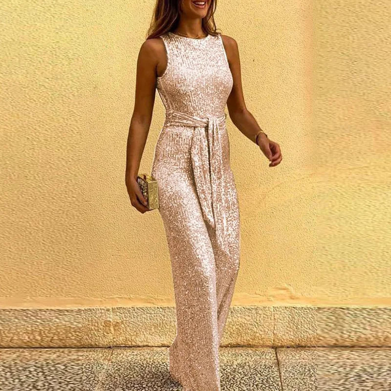 Odette Front Tie Sequin Jumpsuit