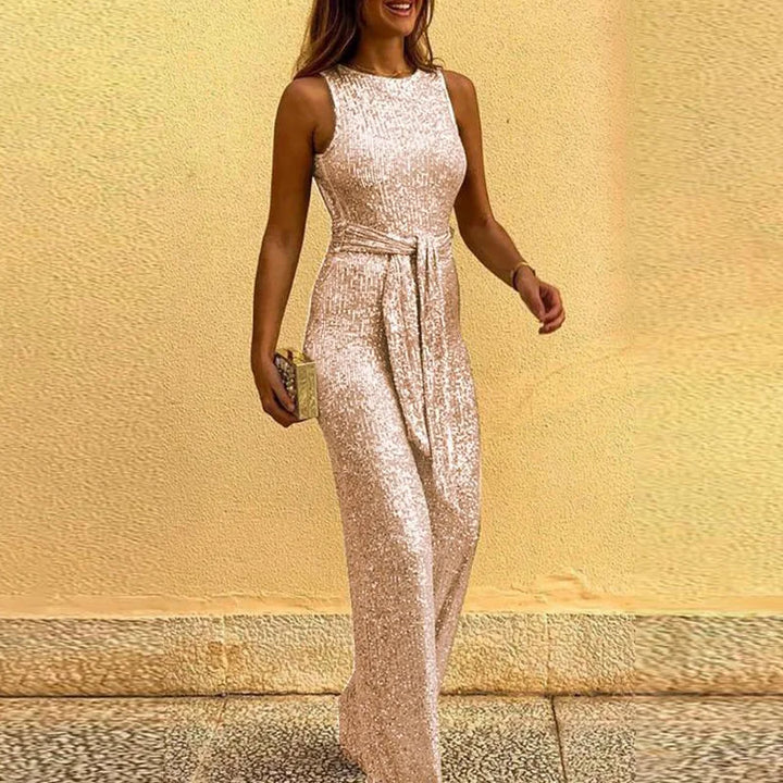 Odette Front Tie Sequin Jumpsuit