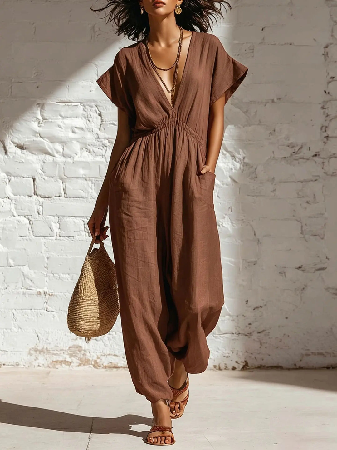 Savannah Relaxed V Neck Jumpsuit