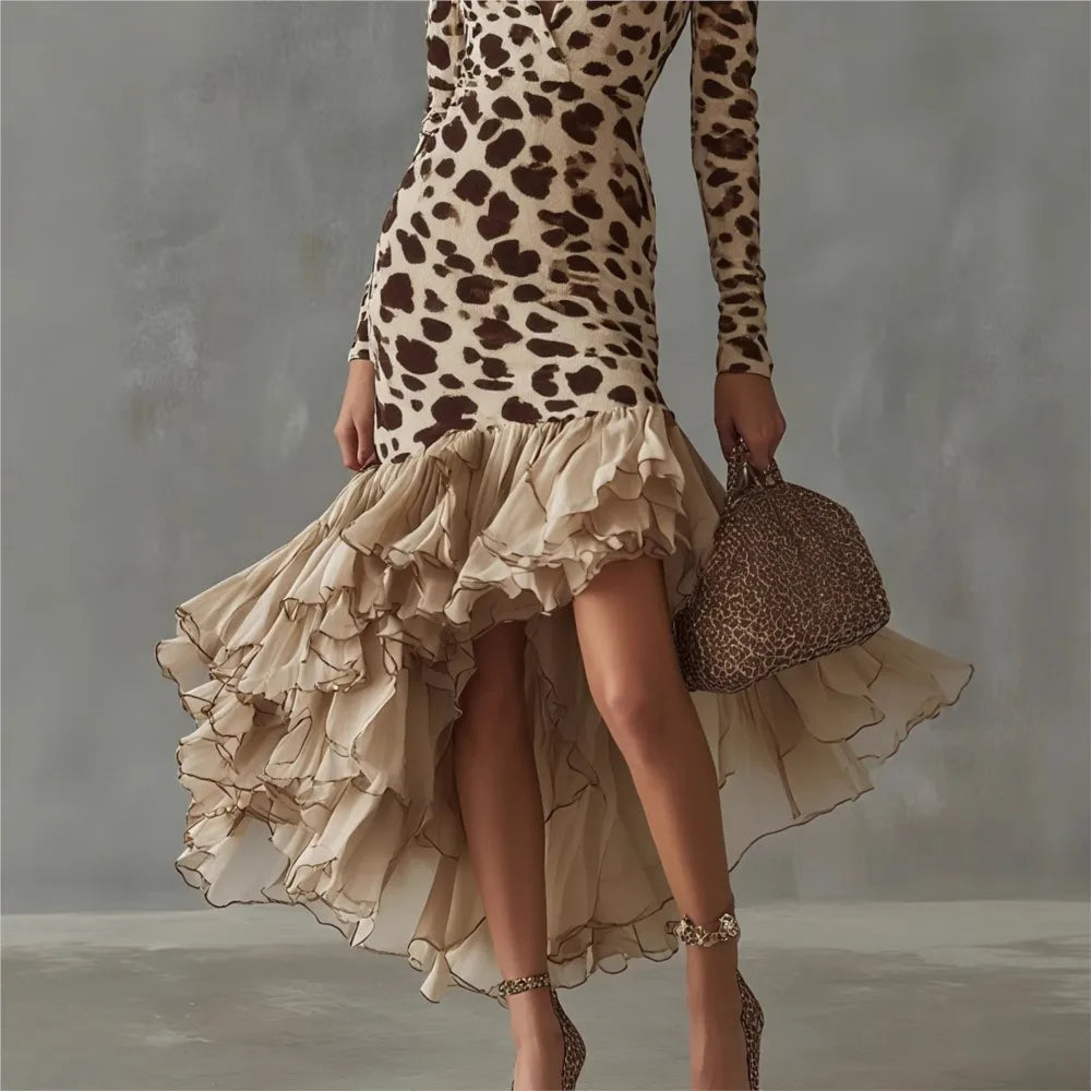 Maren Leopard Ruffle Dress