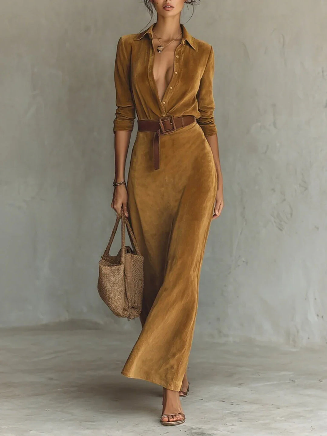 Marceline Brushed Velvet  Shirt Dress