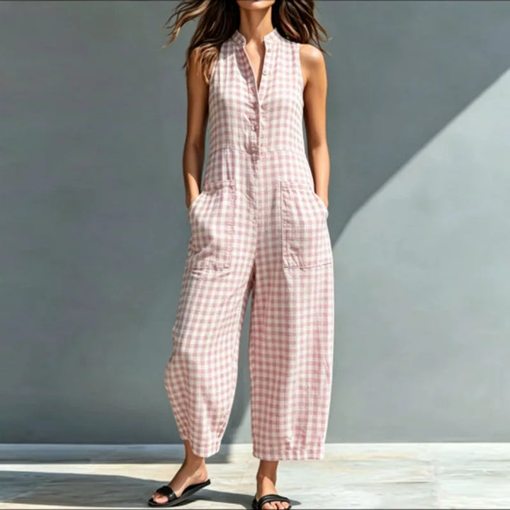 Arielle Plaid Wide Leg Jumpsuit