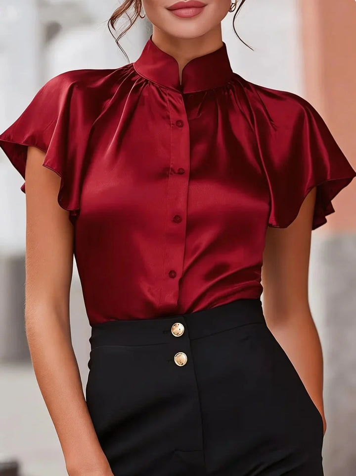 Eloise Satin Ruffle Blouse