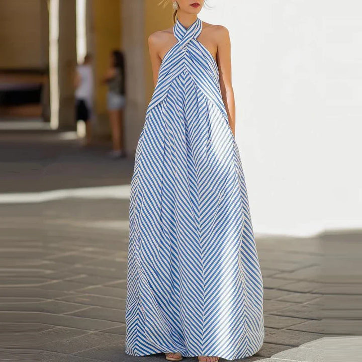 Rosina Flowy Chic Striped Long Dress