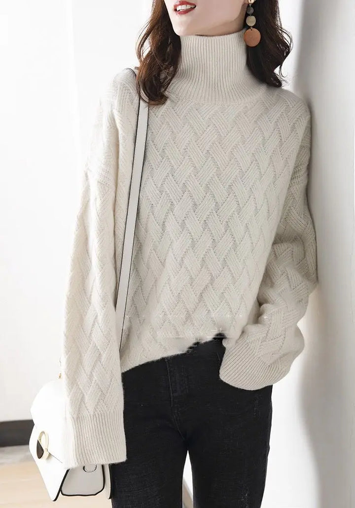 Amelia Basketweave Turtleneck Sweater