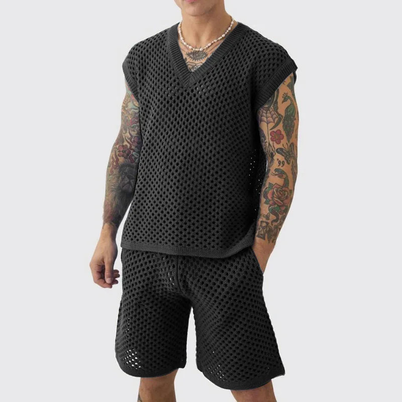 Slade V Neck Knit Short Set