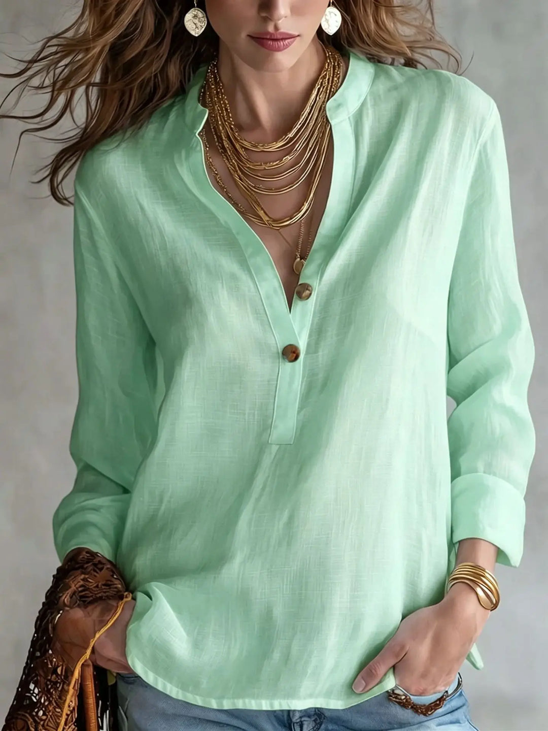 Krista Breathable Linen Blend Blouse