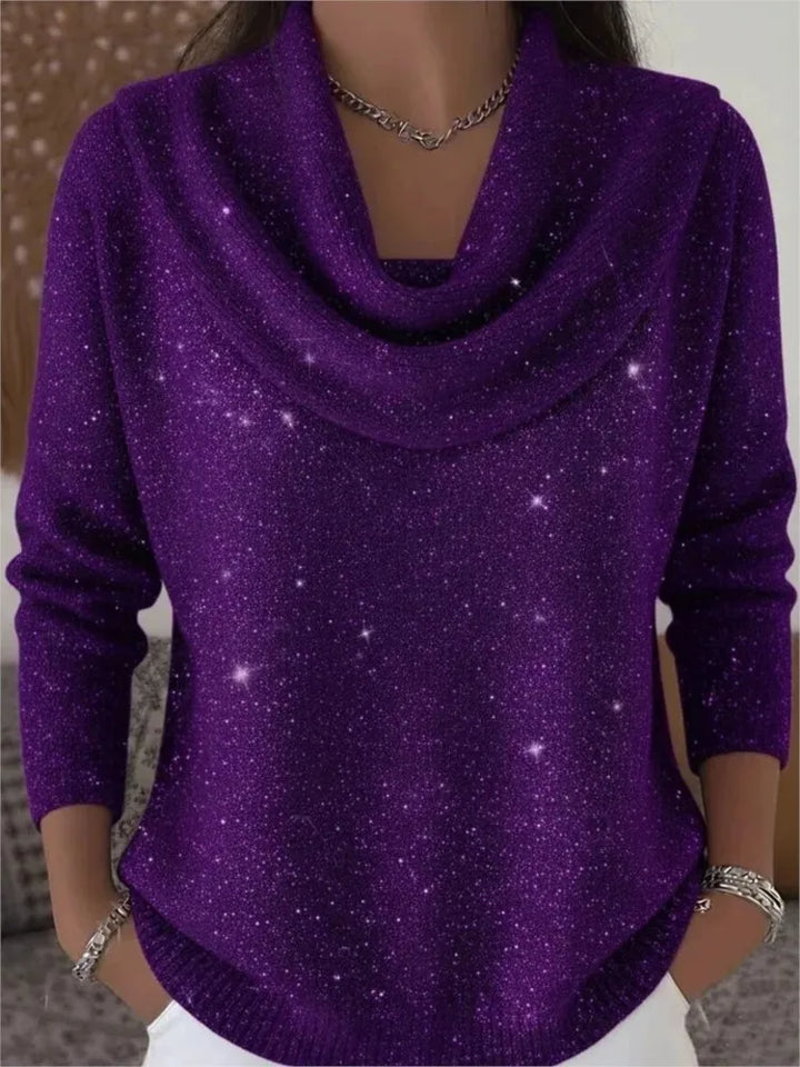 Solene Cowl Neck Shimmer Sweater